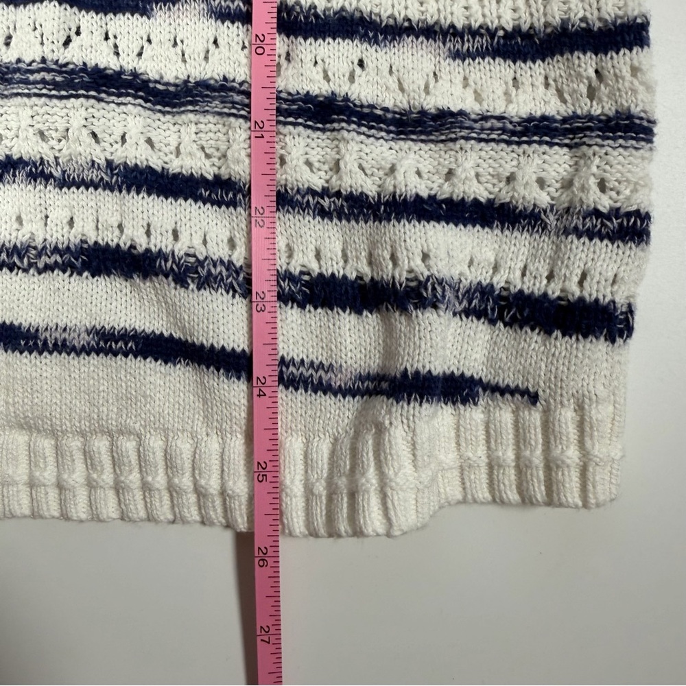 CAbi Women's Open Knit V-Neck Sweater Navy and White Stripes Size XS Oversized - Picture 6 of 7